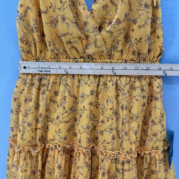 Lulus Halter Sundress Women's M Yellow Gold Metallic Mini Dress Adjustable NWT - Picture 8 of 10